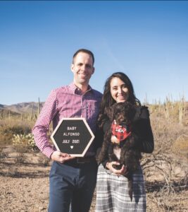 The couple with their dog.