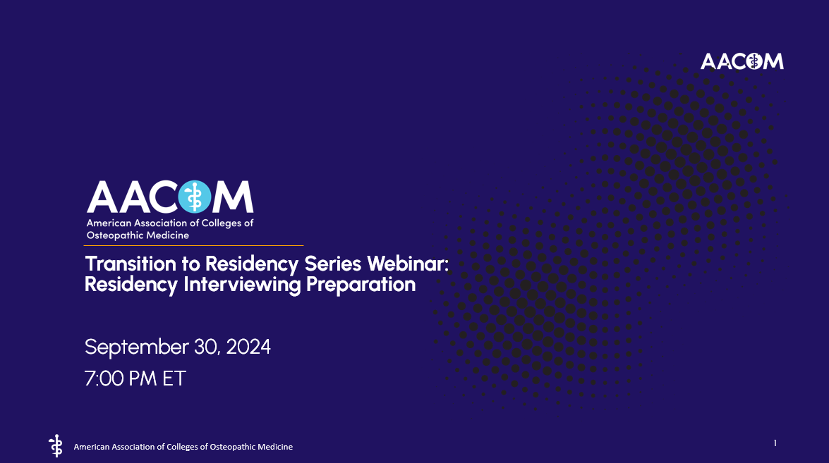 Residency Interviewing Preparation Webinar slide