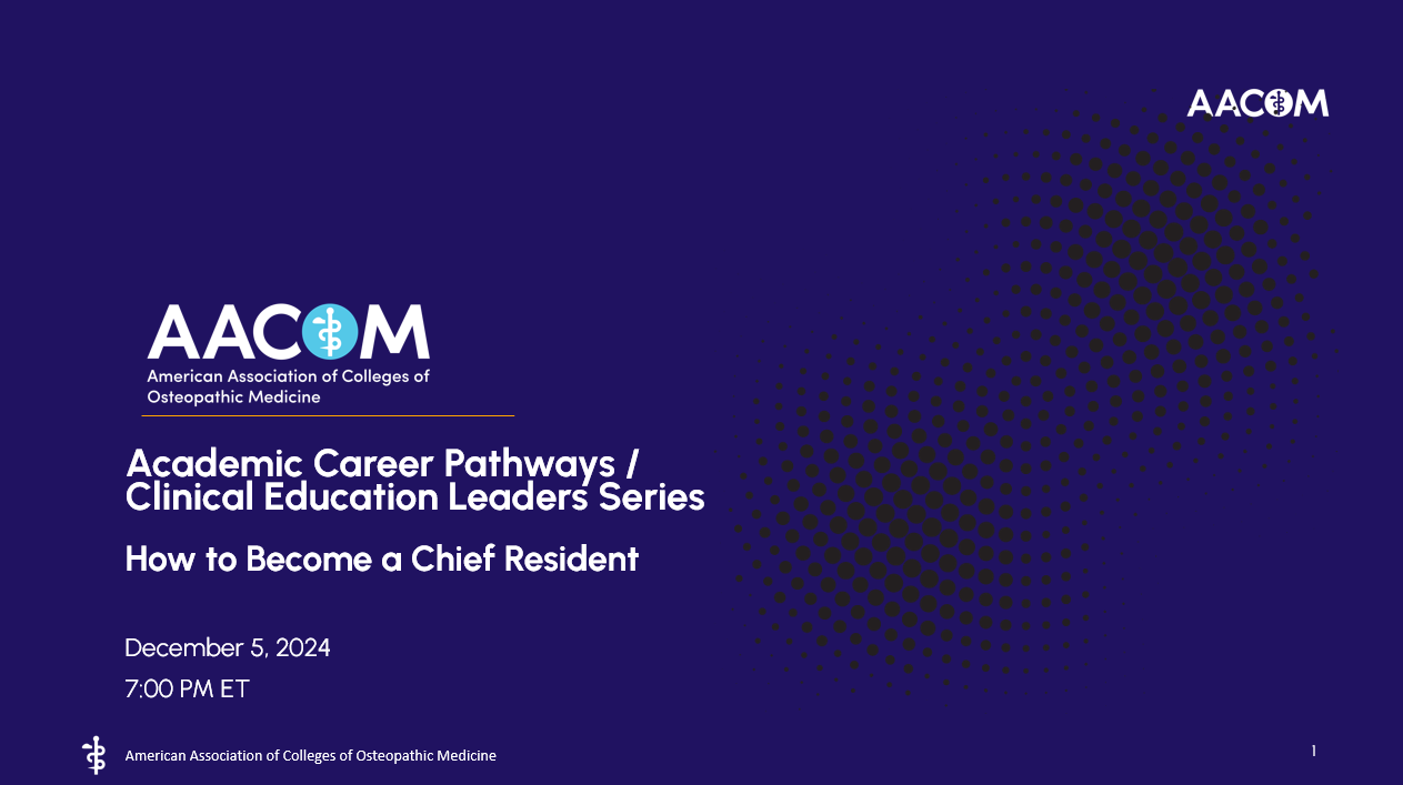 How to Become a Chief Resident Webinar slide